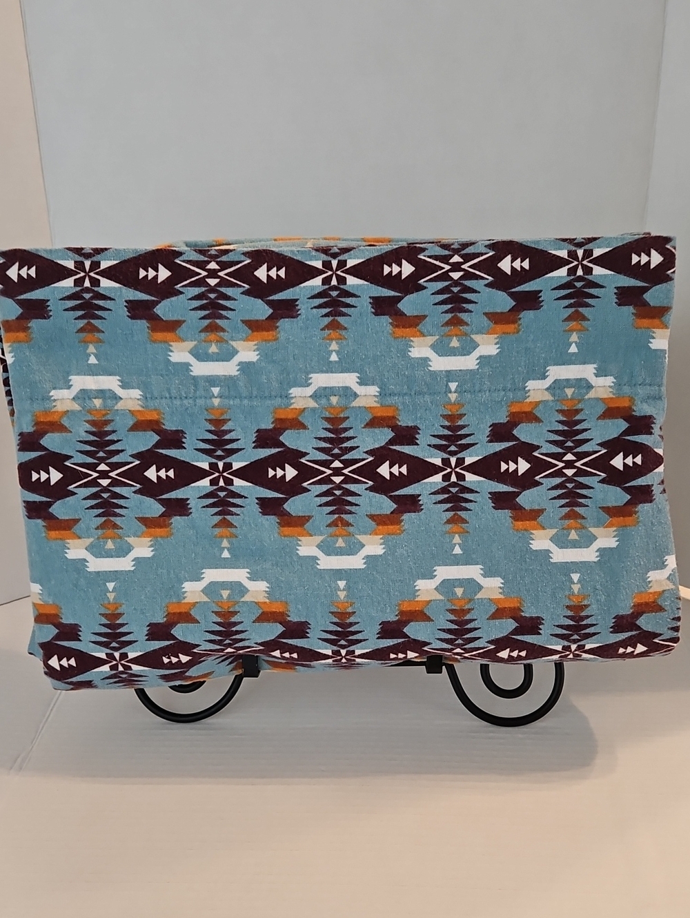 Pendleton Avra Valley Flannel Turquoise, Rust, Burgundy Southwestern Twin Flat